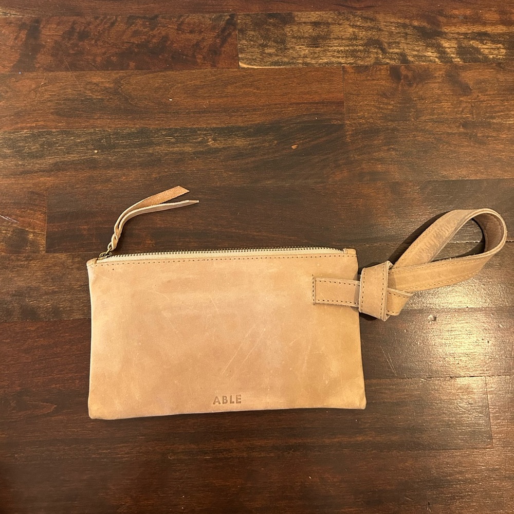 Able Tan Leather Wristlet